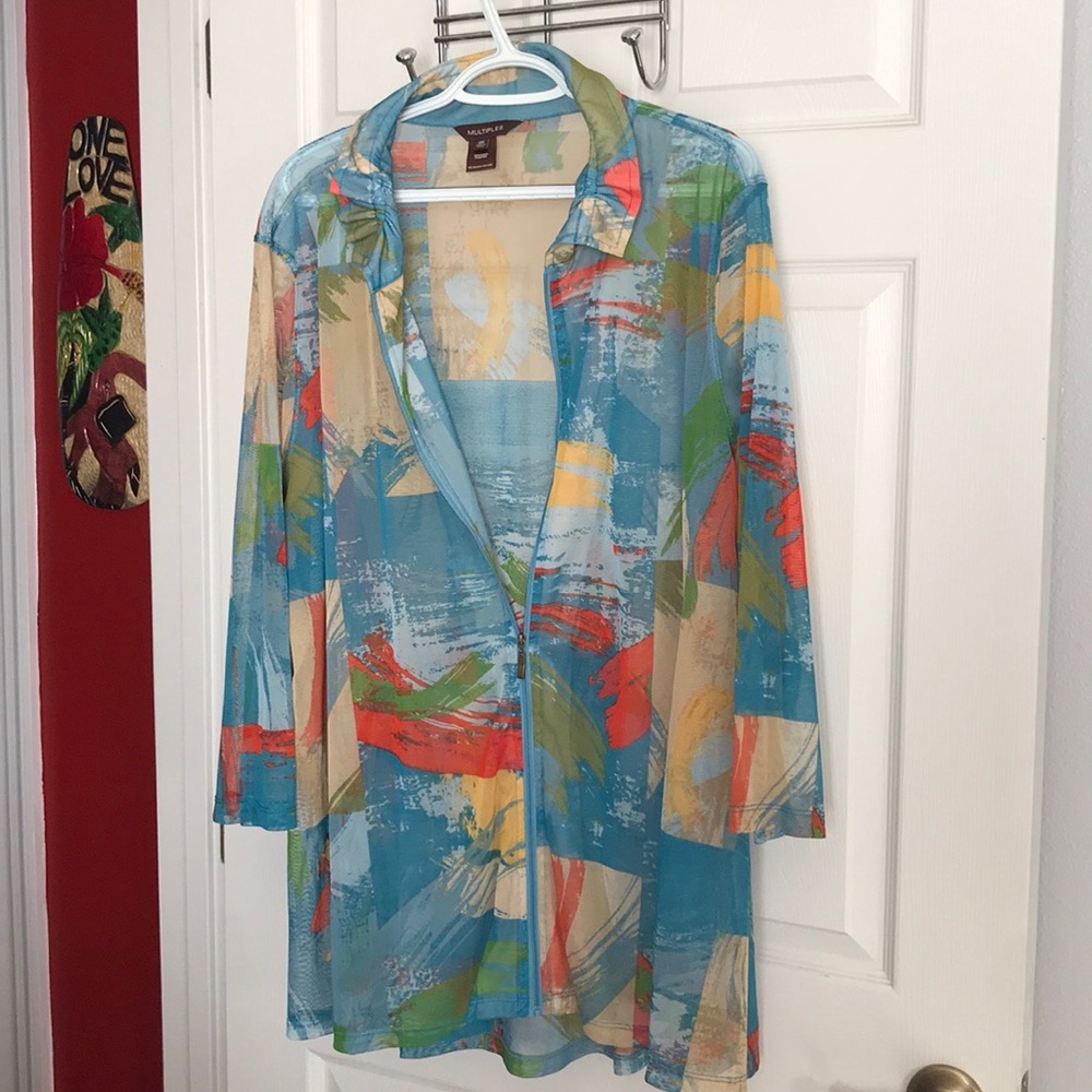 Dillard’s colorful jacket - polyester and spandex